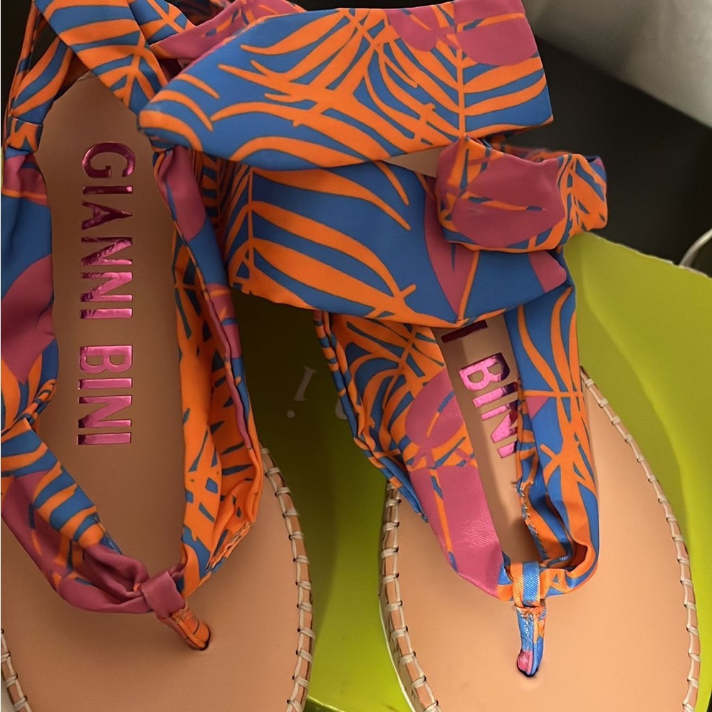 Gianni Bini Orange and Blue Sandals Vibrant Design